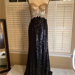 Black and gold evening dress